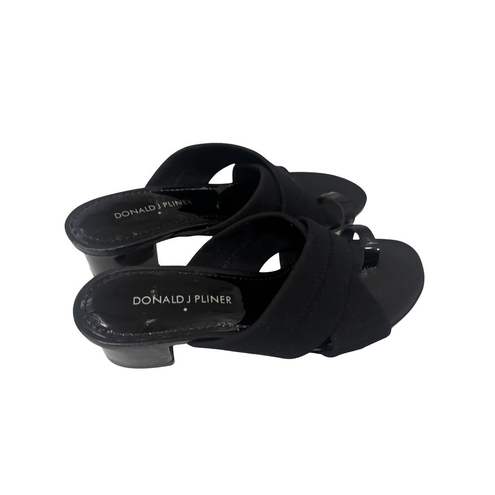 Donald J Pliner Mara Sandals Womens 6M Stretch Cross Strap Toe Ring Block Heel